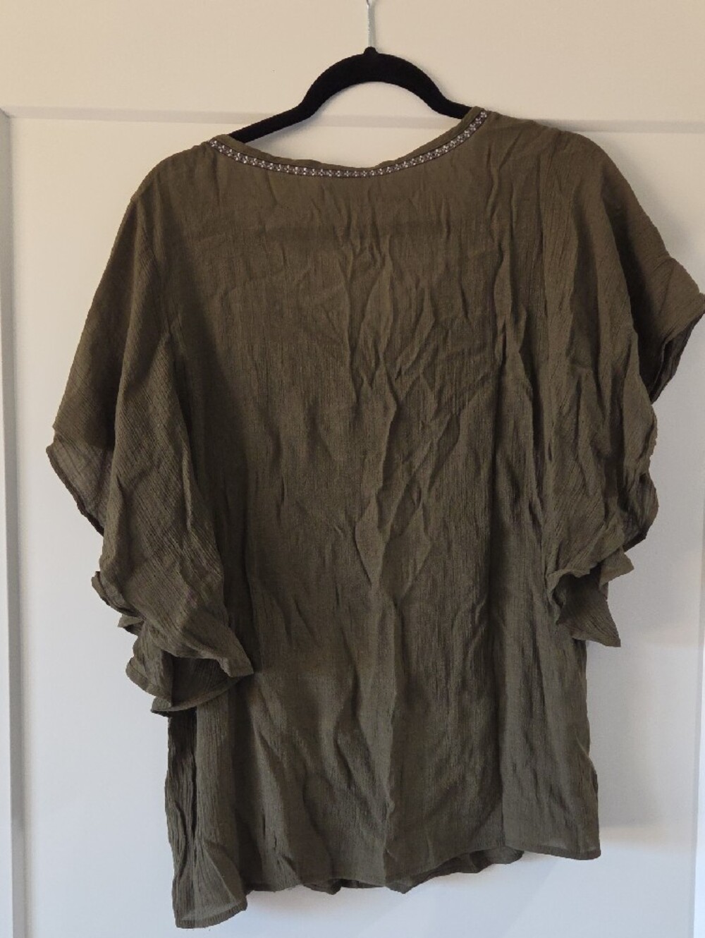 Liz Claiborne Olive Green Embroidered Peasant Tunic - Picture 3 of 4